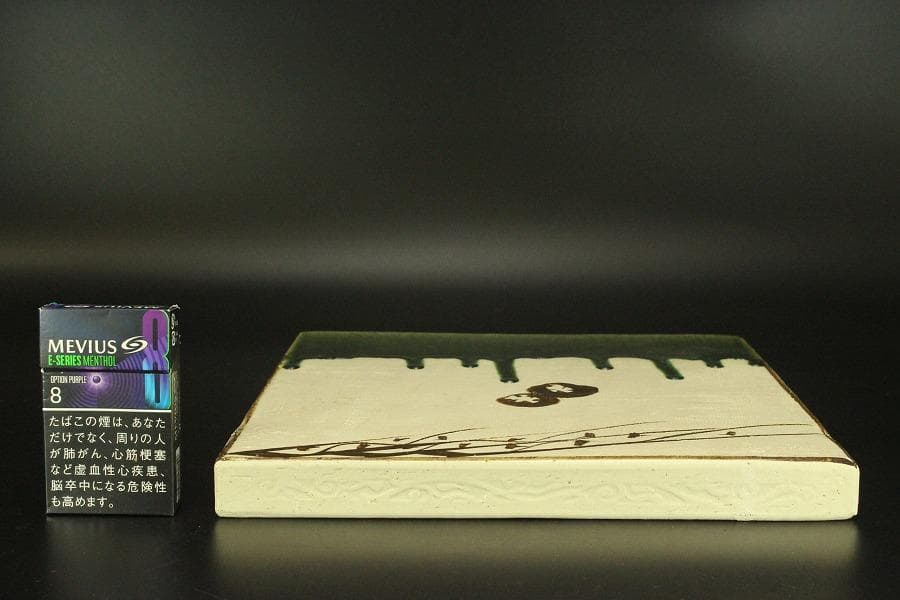 茶道具 織部 敷瓦 オリベ 美品(A185)