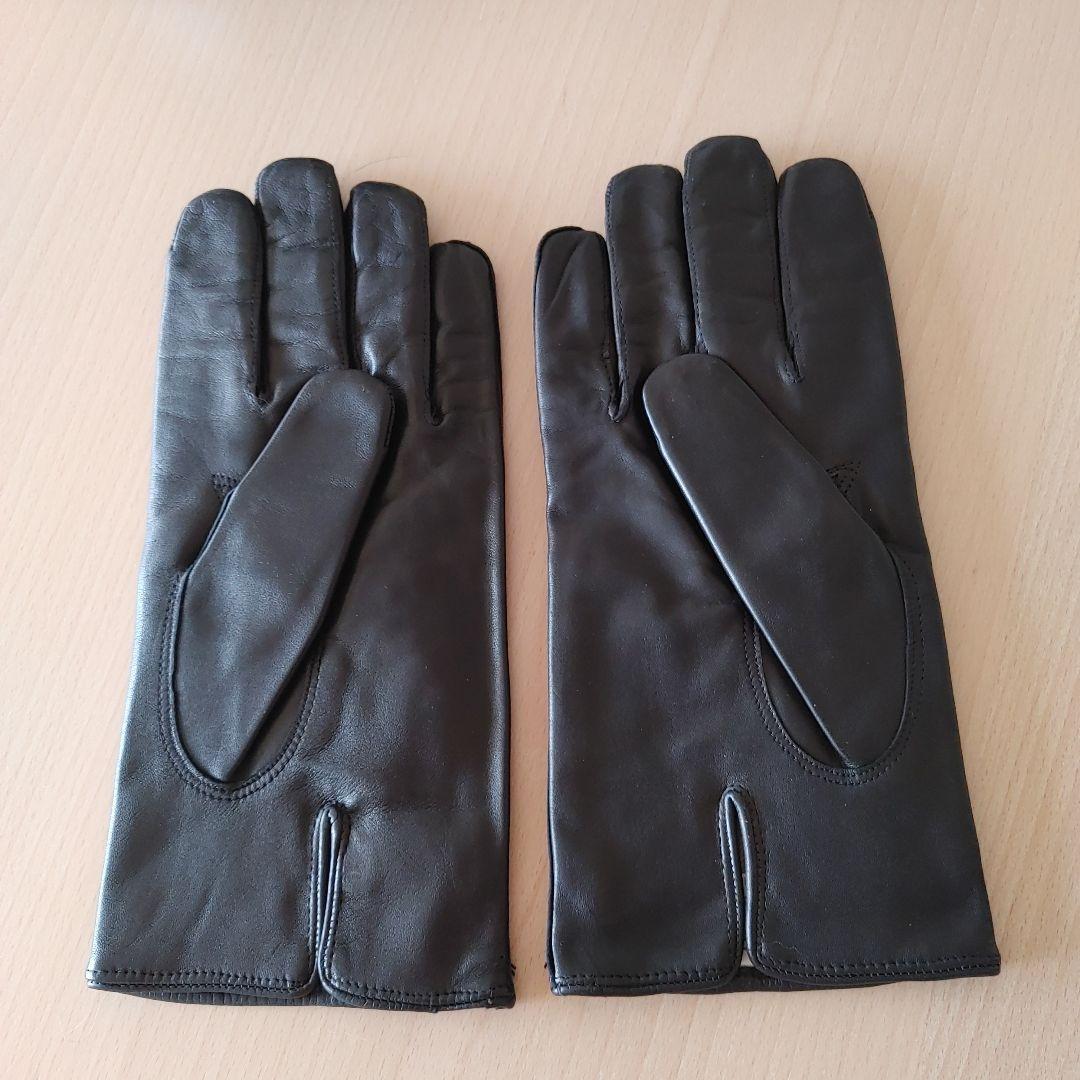sermoneta glovesスエード本革　黒手袋（内側カシミア）