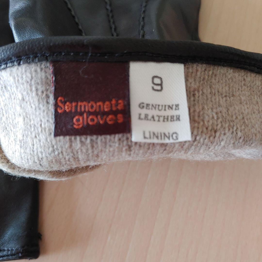 sermoneta glovesスエード本革　黒手袋（内側カシミア）