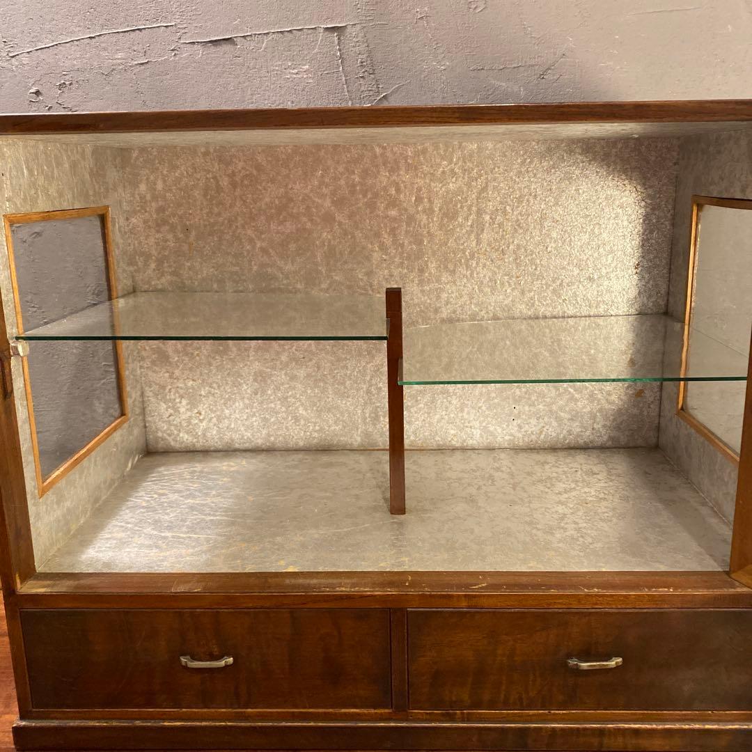 昭和レトロ ショーケース 飾り棚 小引き出し 和家具 インテリア 什器