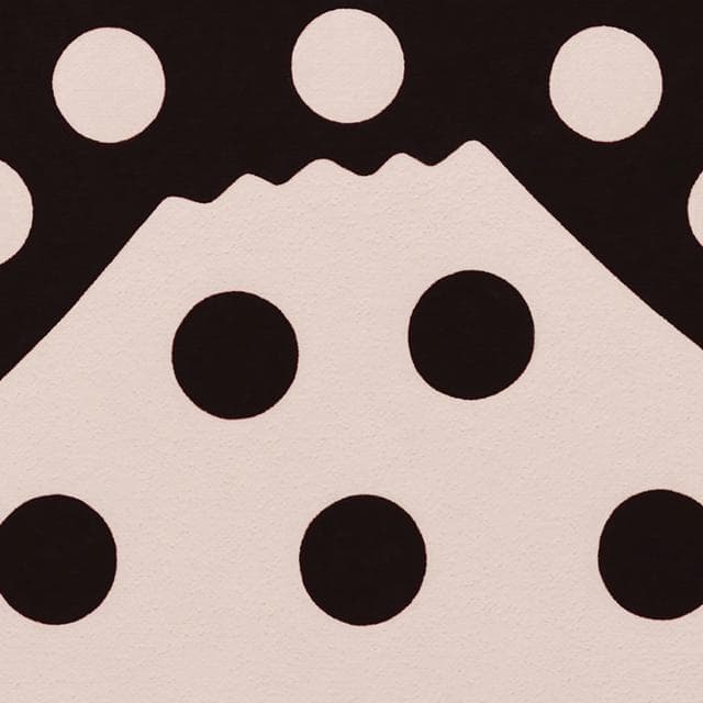 ●【雪のドット＆白富士】○がんどうあつし肉筆絵画アクリルF4ブラウン額付冬富士山