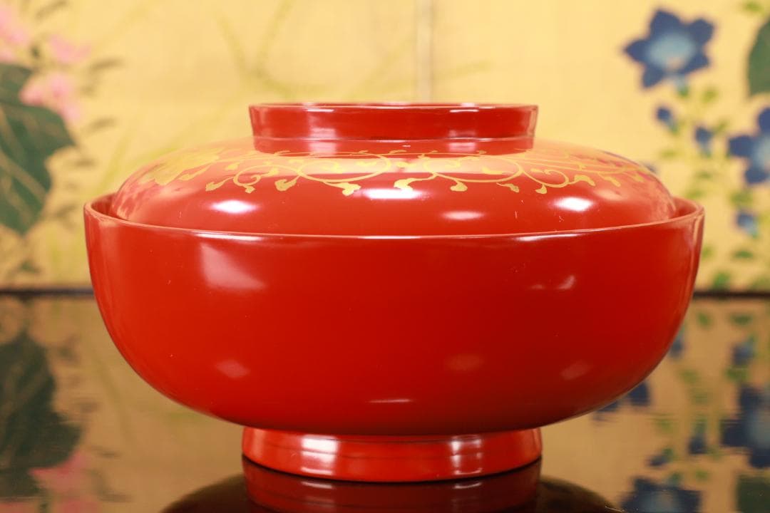 BJ121　時代輪島塗　四君子図蒔絵　吸物椀　二客　木製　茶道具 懐石 菓子