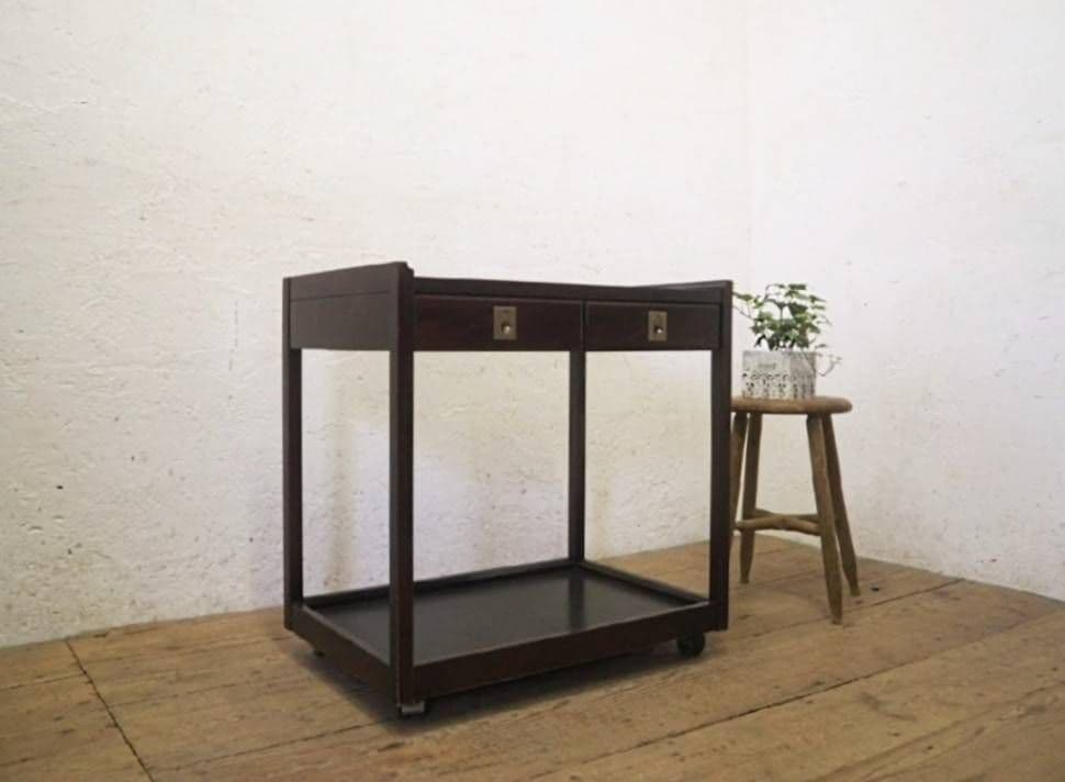 1072 オールドカリモク　キャスターワゴン　陳列台　作業台　キッチン　テーブル