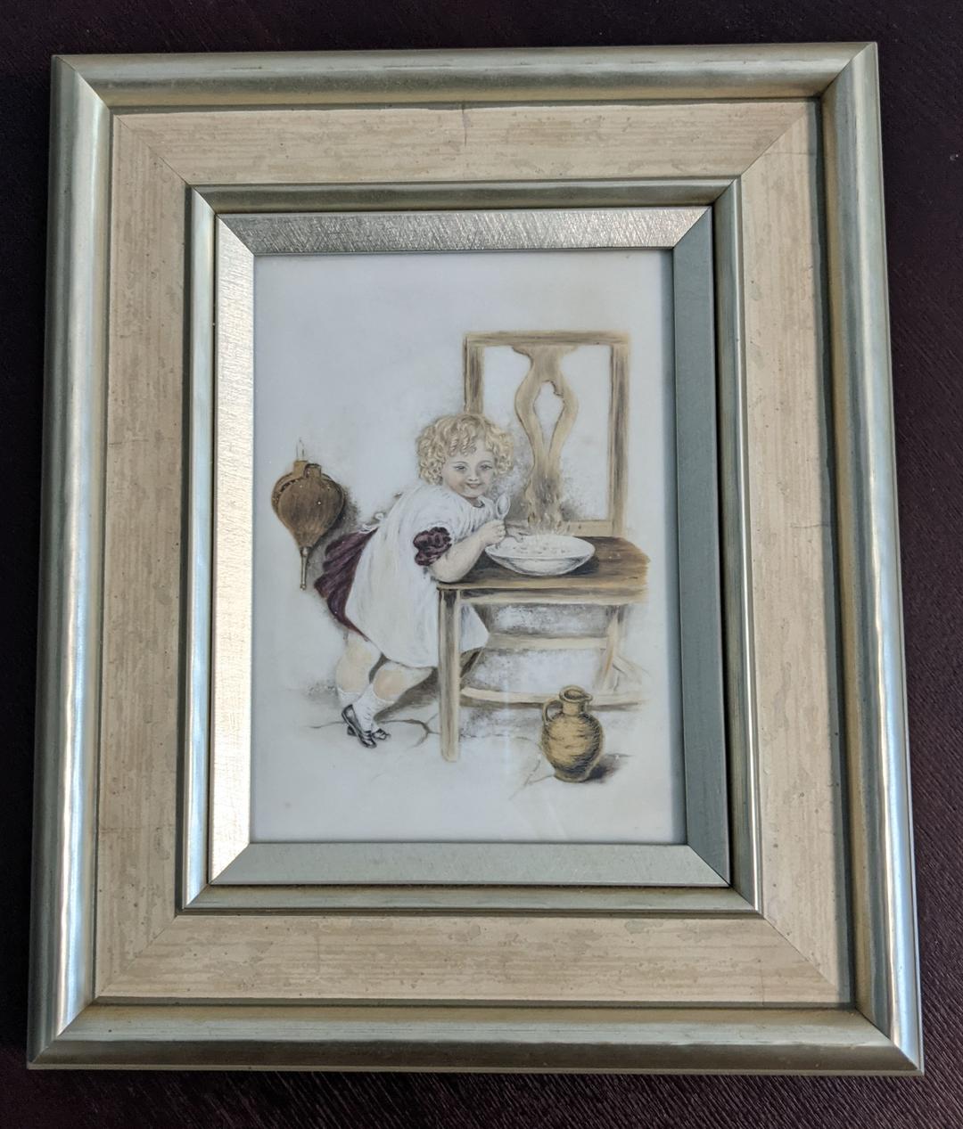 アンティーク　ガラス絵　壁飾り