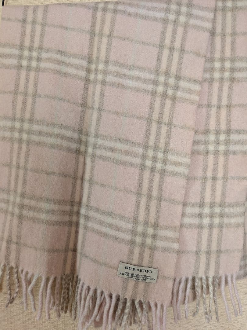 BURBERRY ピンク グレー チェック マフラー