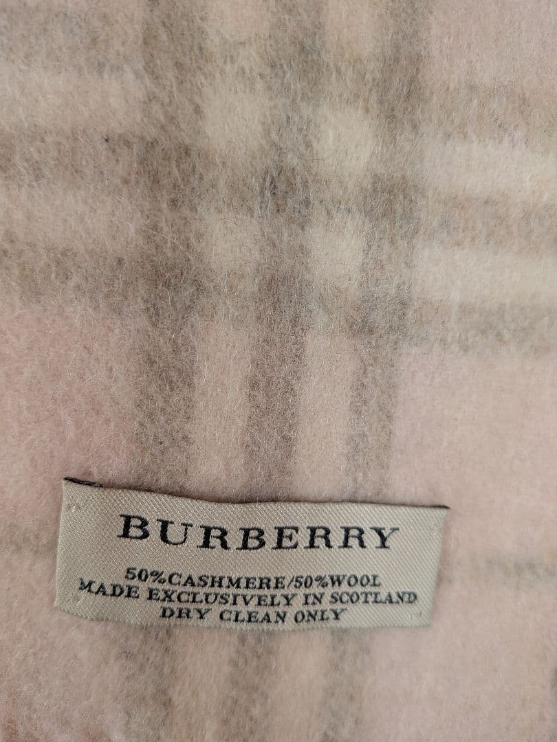 BURBERRY ピンク グレー チェック マフラー