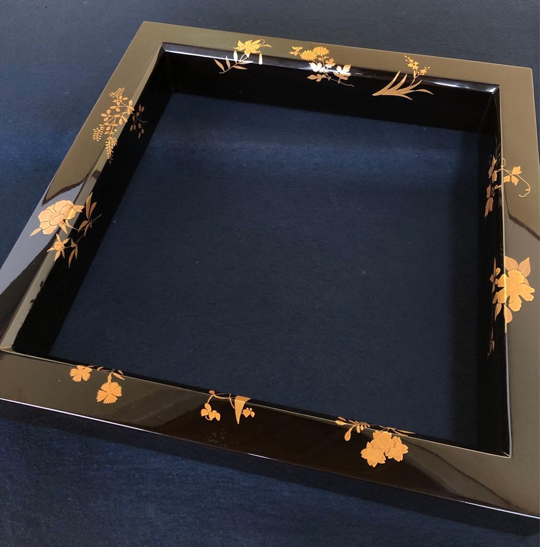 《レ》輪島塗 花尽くし蒔絵 炉縁 漆芸一后造 共布 共箱　251107う4