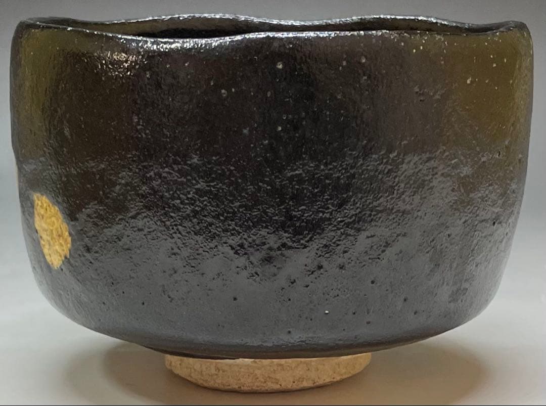 平安祥悦　写　慶入作　黒茶碗　京焼　楽焼 　d3166