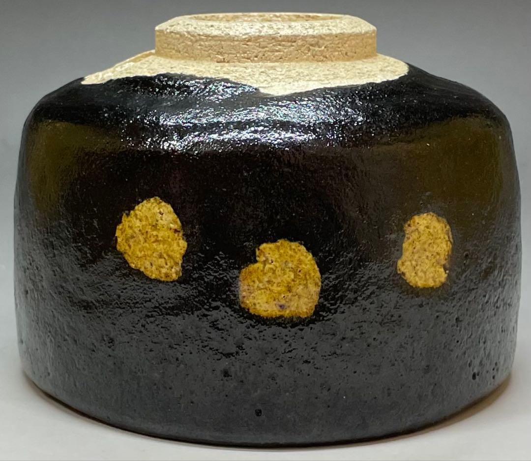 平安祥悦　写　慶入作　黒茶碗　京焼　楽焼 　d3166