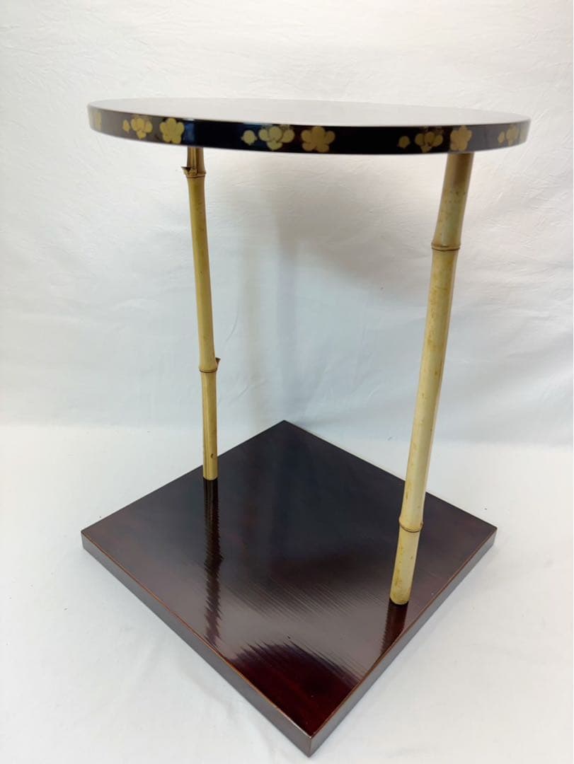 美品 茶道具 塗師 表完作 三友棚 三千家好み 梅蒔絵 組み立式 木地溜塗 共箱