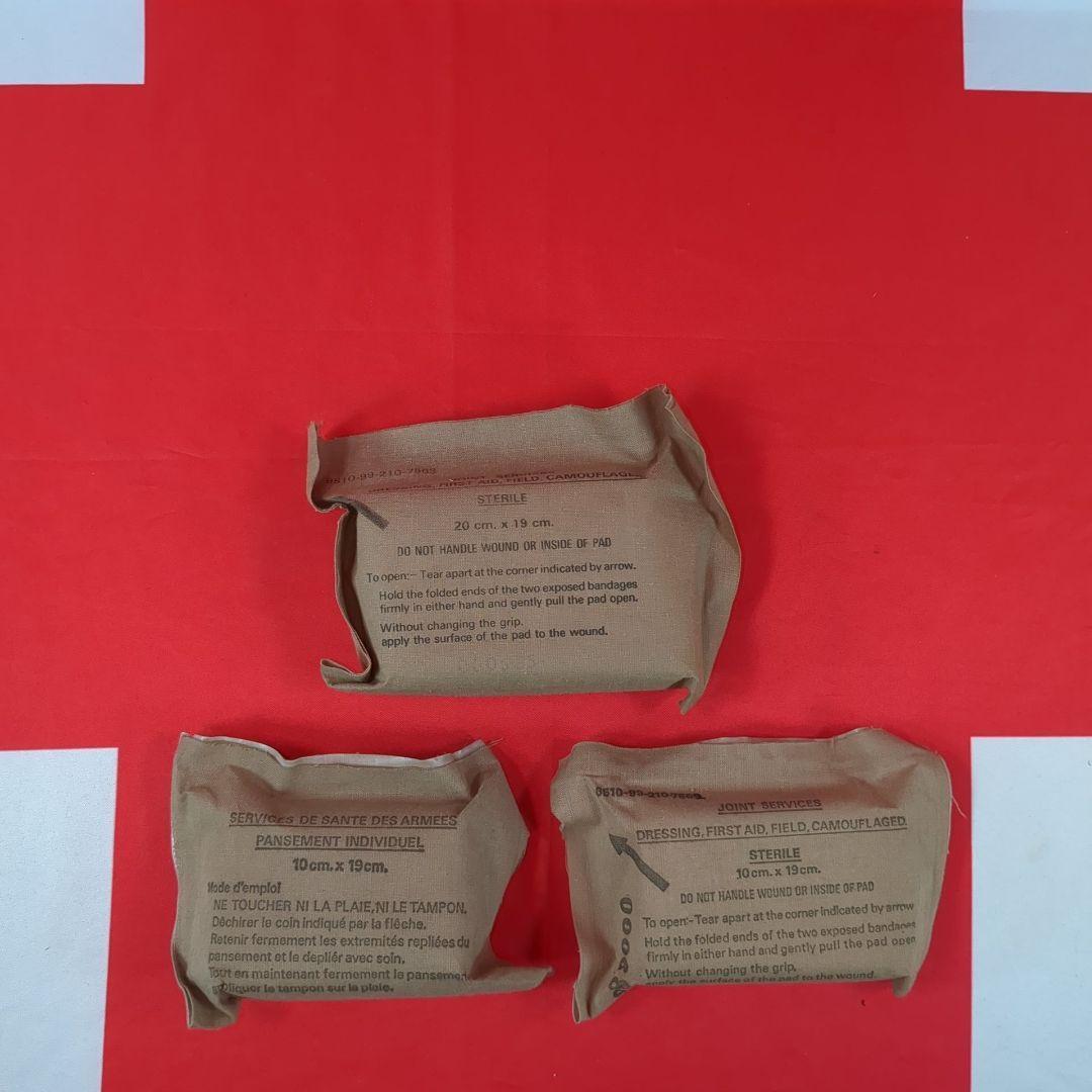 イギリス軍包帯(10cm×19cm) 3個セット【未使用未開封】