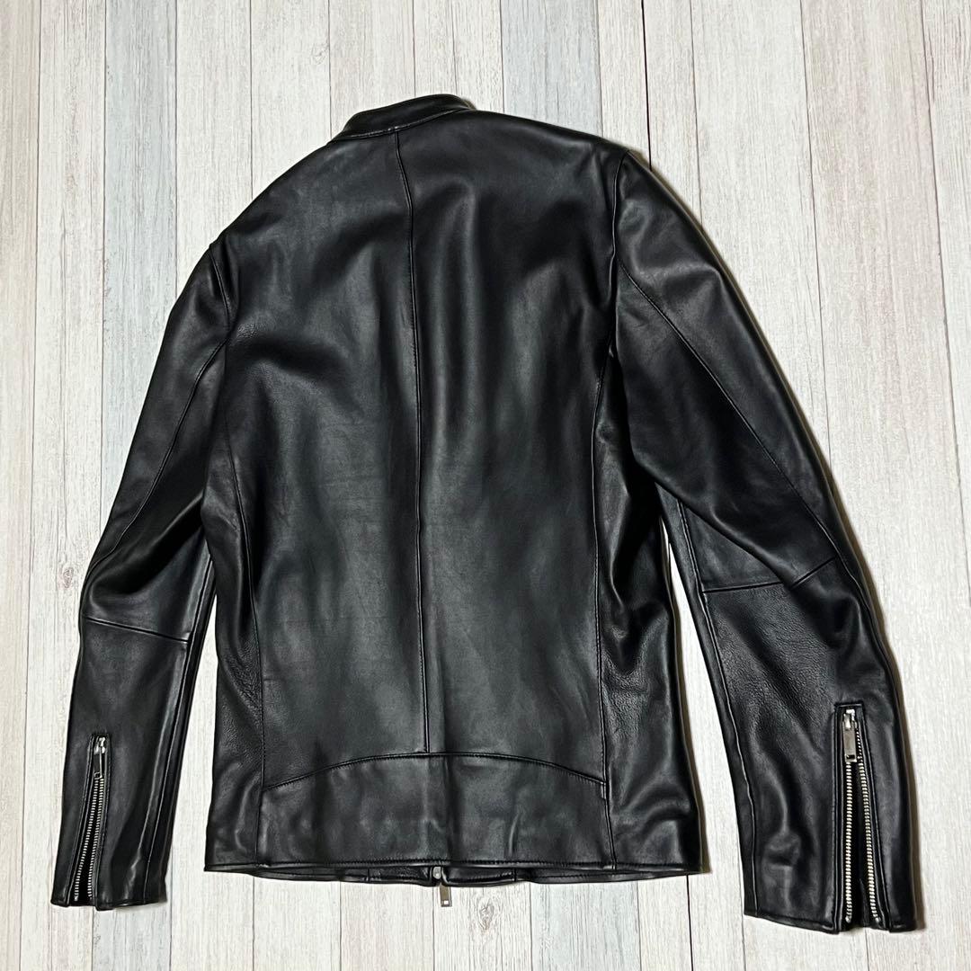 STUDIOUS レザージャケット シングルライダース ノーカラー 羊革　3