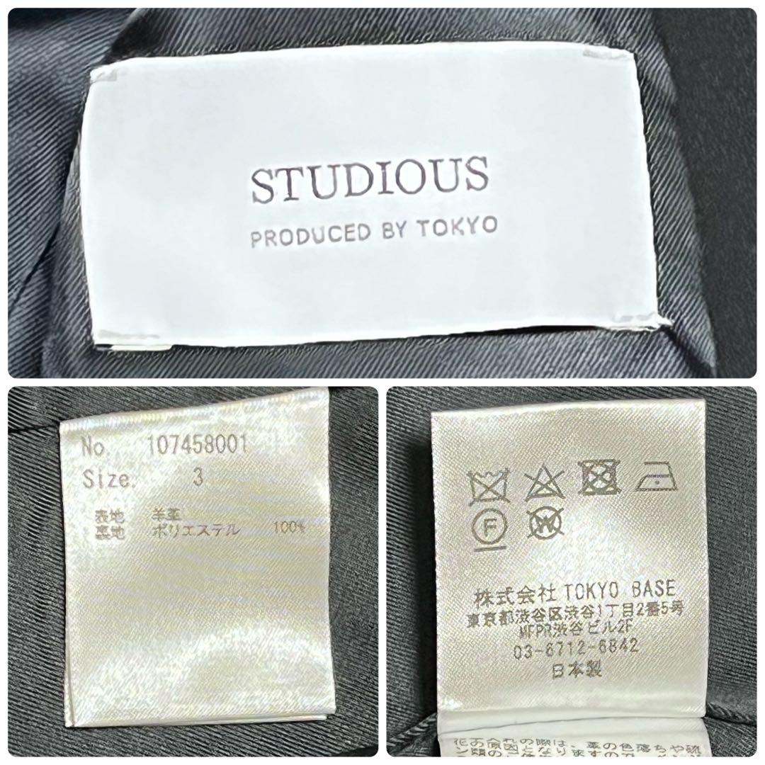 STUDIOUS レザージャケット シングルライダース ノーカラー 羊革　3