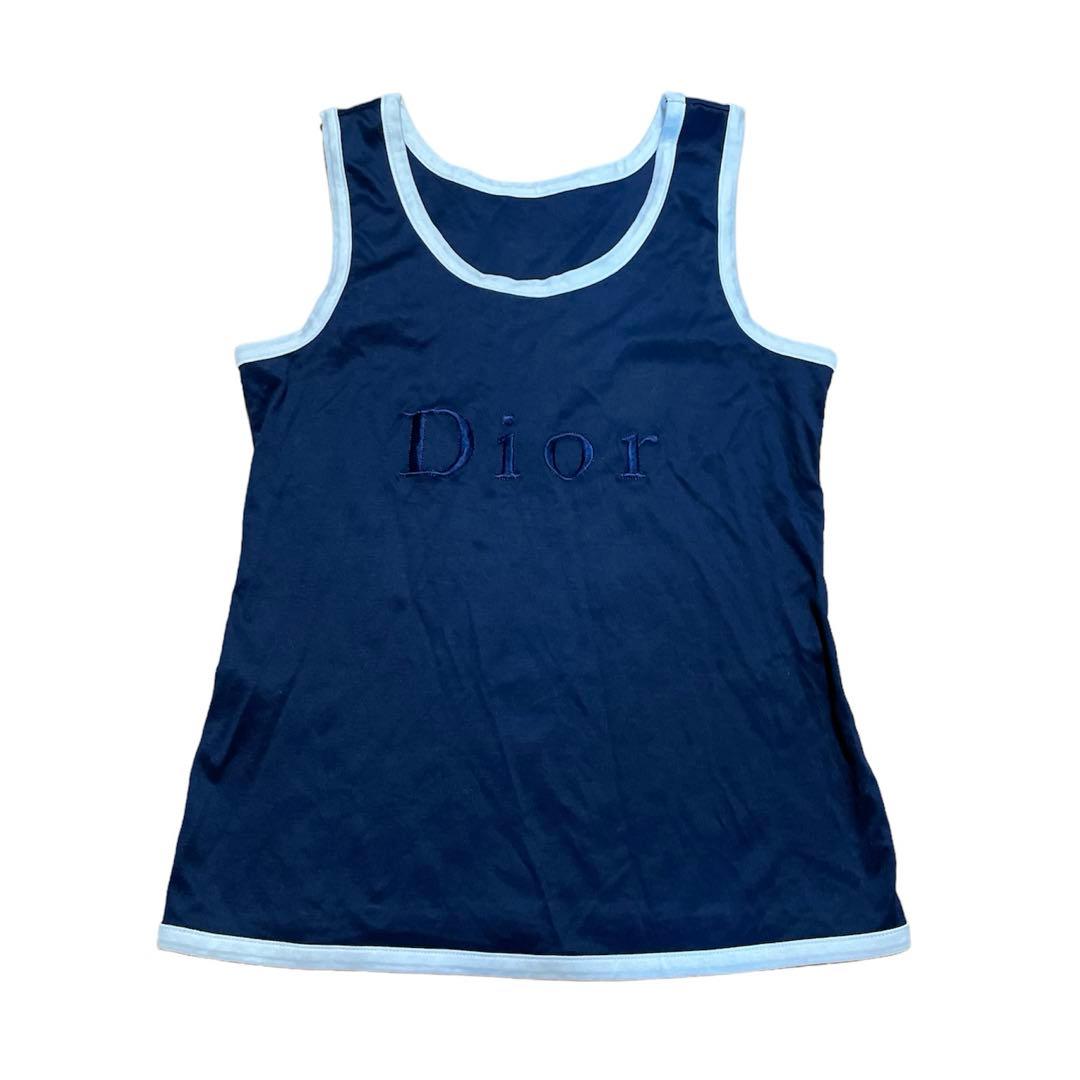 Christian Dior クリスチャンディオール ロゴ刺繍タンクトップ