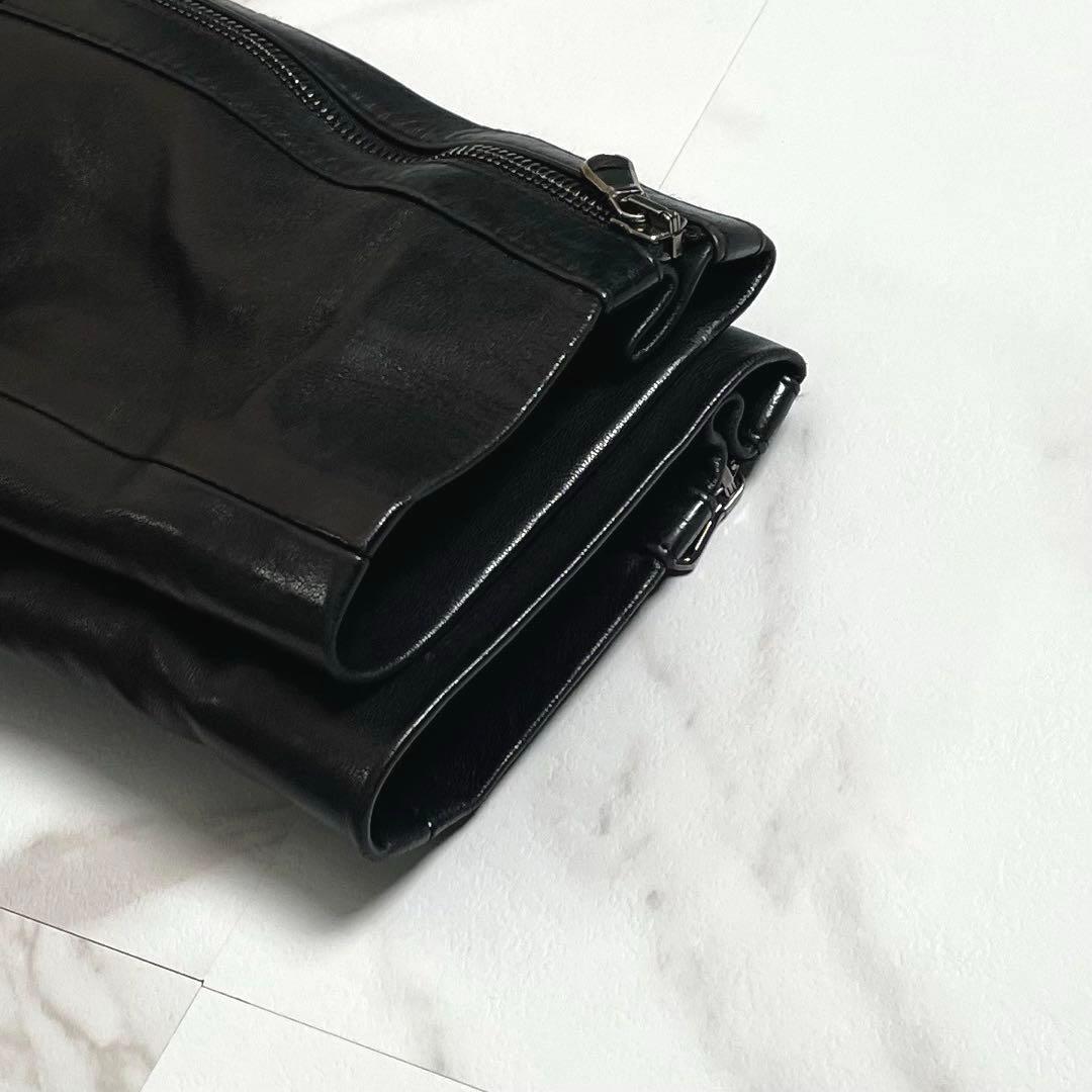 入手困難★エンメティ★襟ムートン ラムレザー ライダースジャケット ブラック