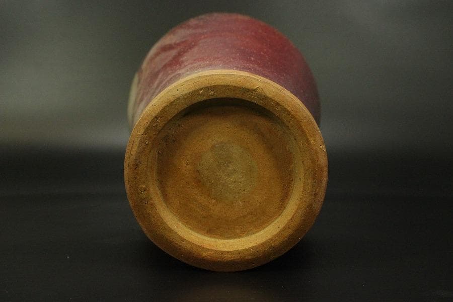 中国美術 紫斑釉 金字 題詞 梅瓶 高35cm(LC129)