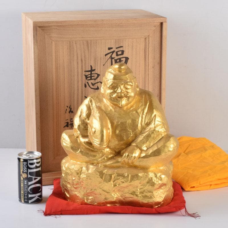 北村治禧作　古銅鍍金　福寿恵比寿像　限定130/400　共箱　M　8589A