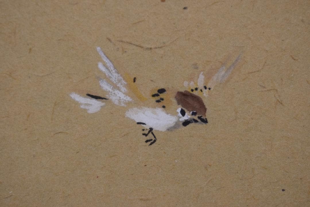 【真作】溝口雨塘/竹に雀図/掛軸☆宝船☆Y-496　　JM