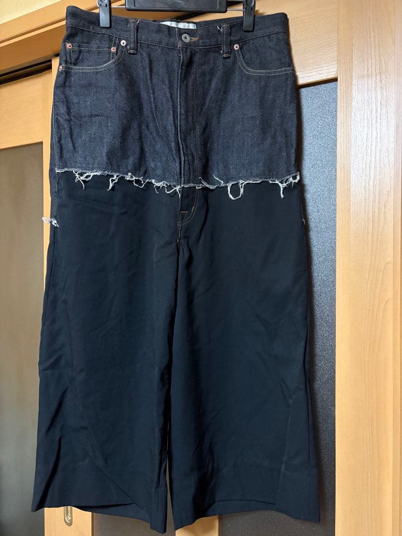 GANRYU 切り替えデニムサルエルパンツ