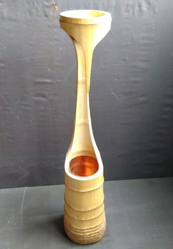 竹製　花入　根付き