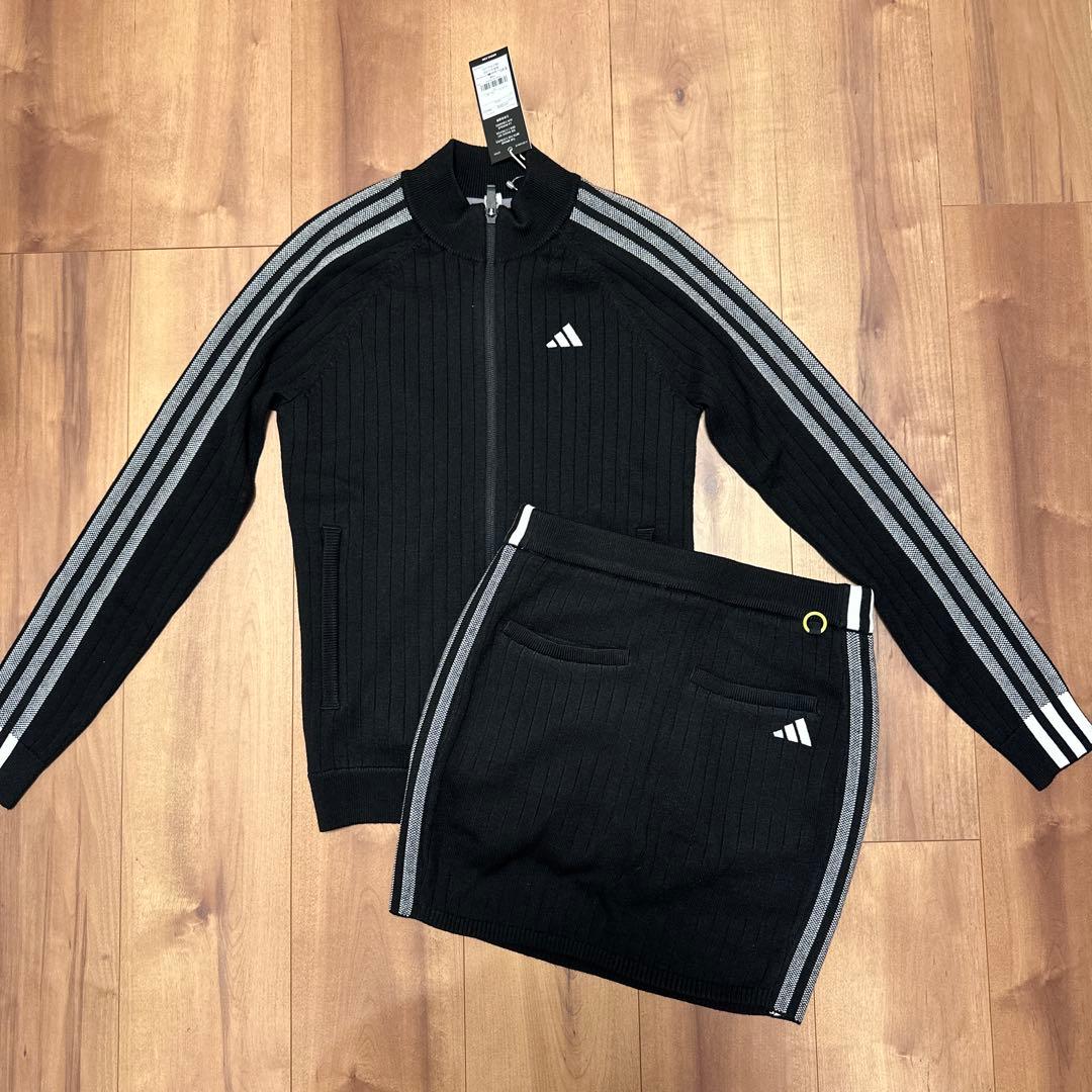 防風　裏地付き　ニット　セットアップ　ブラック　サイズS 新品タグ付　秋冬