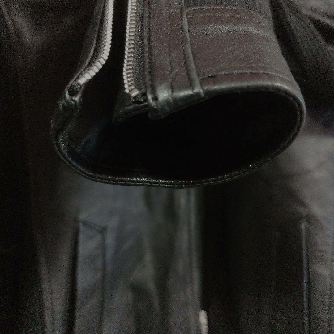 月星ノーアイディー黒ラムレザーシングルライダースフード付きジャケット完売品