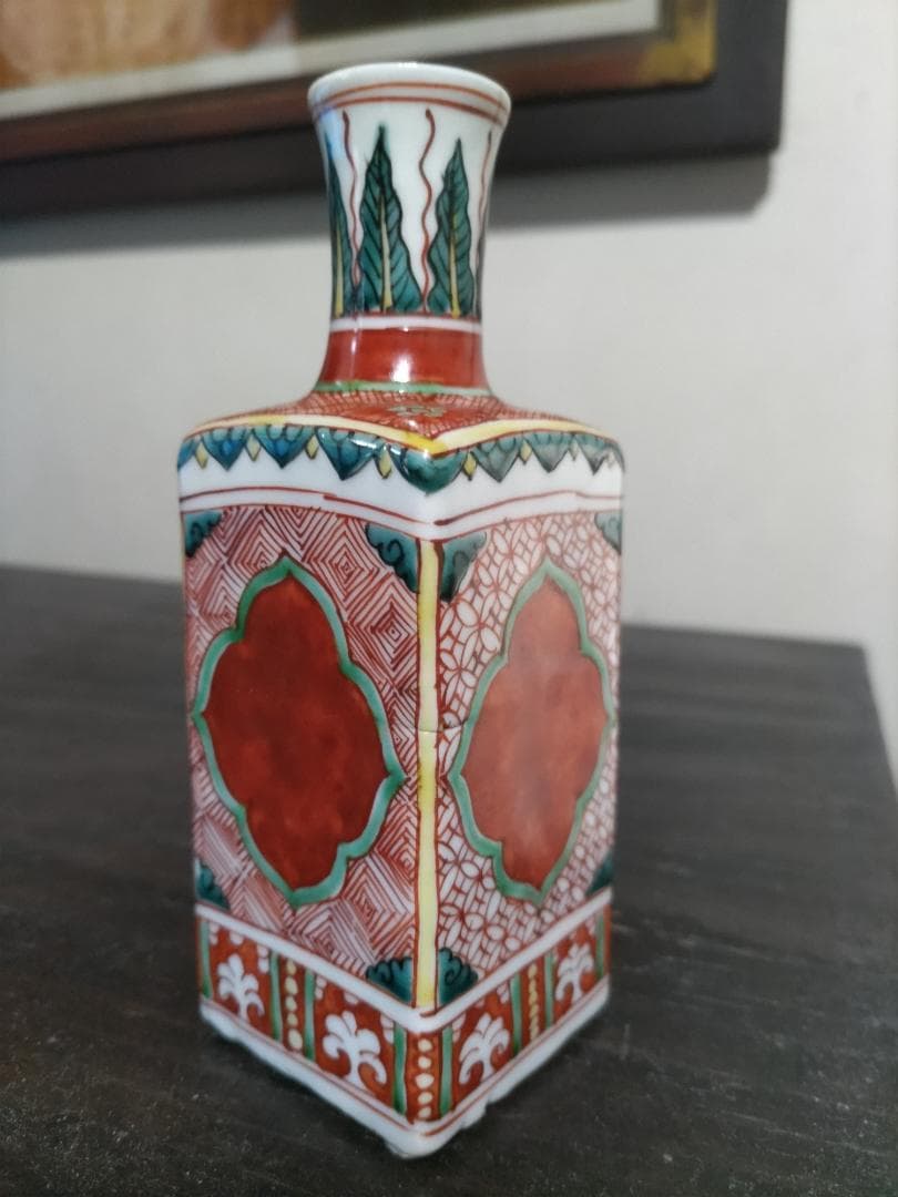 初代　川瀬竹春　万暦赤絵　角徳利