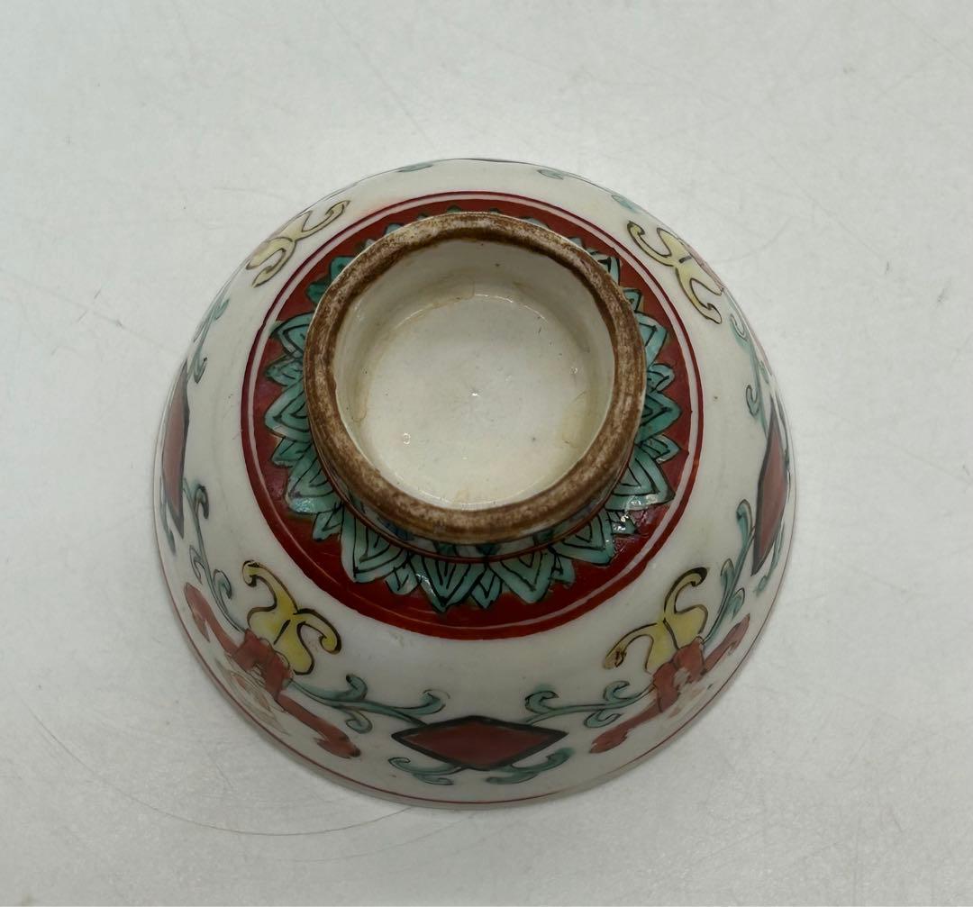 五彩　南蛮人紋小杯①　茶器　送料込み0621