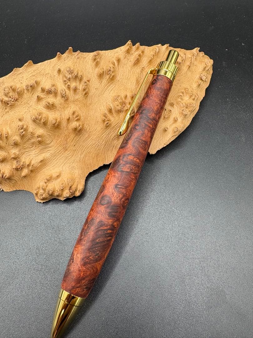 552超極上　本花梨　瘤杢　木軸シャーペン　木軸ボールペン　サポニンあり