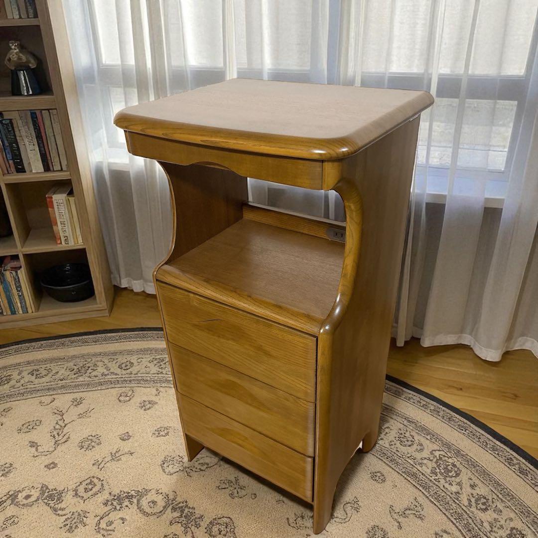 ✨極美品✨ カリモク 電話台 キャビネット コンセント付き 4段引出し 送料無料