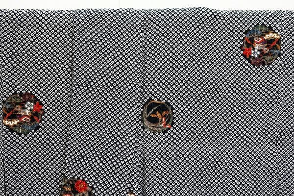 ★専用★未使用品 小紋 総絞り 黒 吉祥文様 身丈161.5cm 裄丈65cm