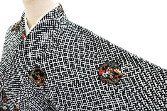 ★専用★未使用品 小紋 総絞り 黒 吉祥文様 身丈161.5cm 裄丈65cm