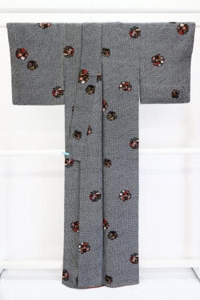 ★専用★未使用品 小紋 総絞り 黒 吉祥文様 身丈161.5cm 裄丈65cm
