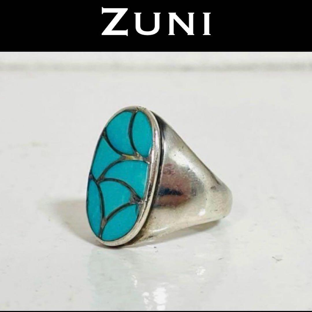 ZUNI/ズニ　リング　インレイ　ターコイズ　スターリングシルバー