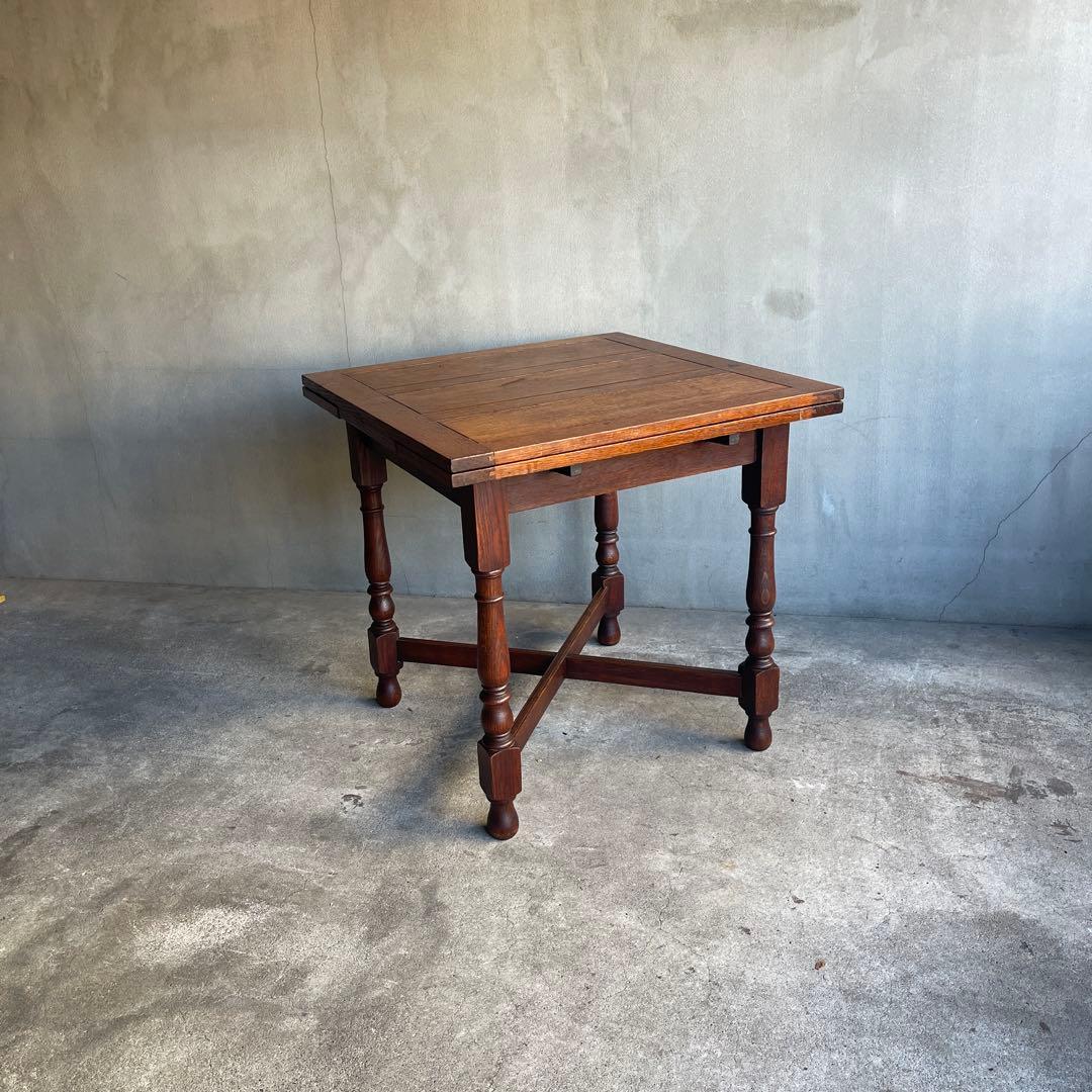 イギリス　オールドアンティーク家具 ドローリーフテーブル 拡張テーブル　オーク