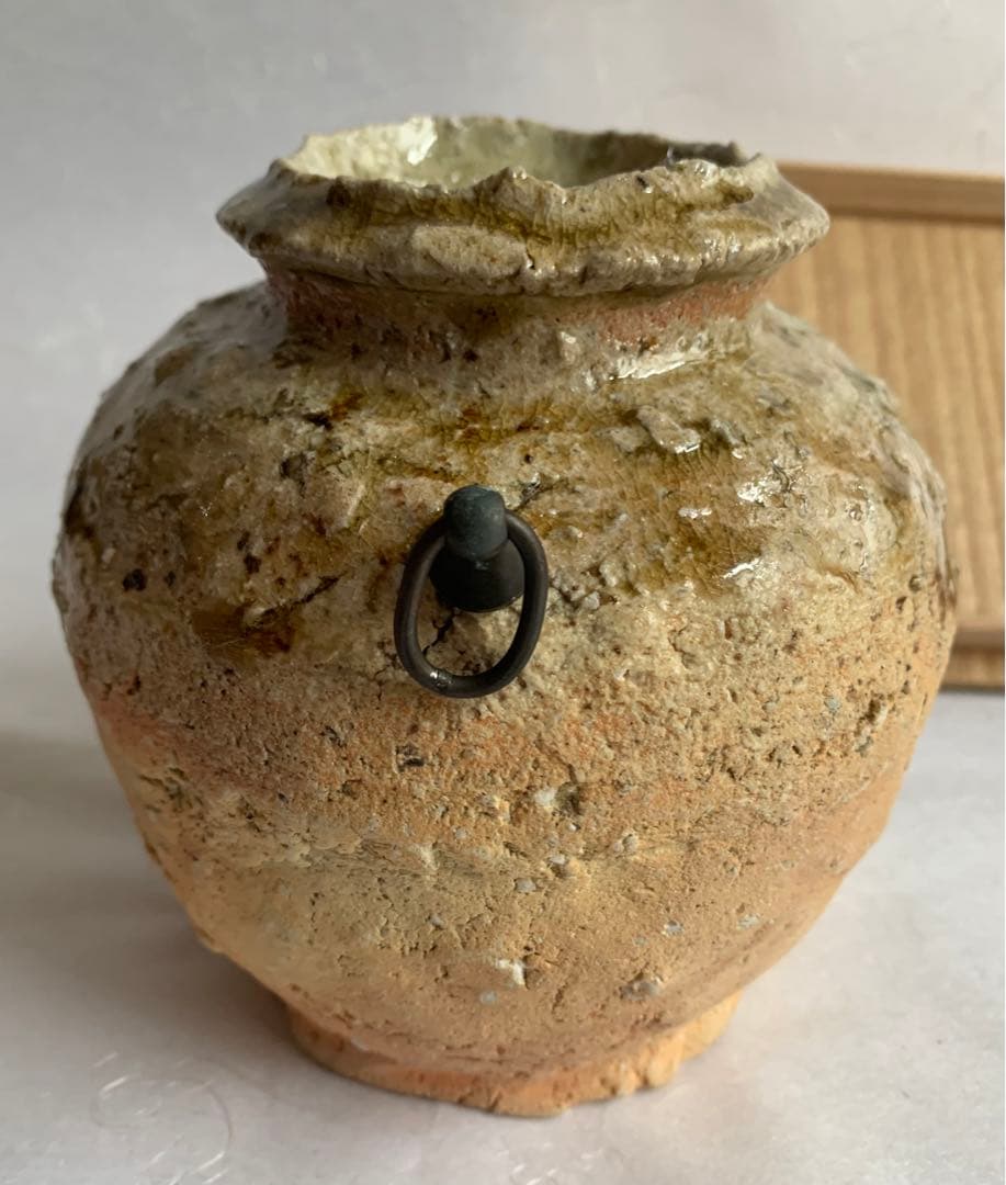 杉本貞光　信楽掛花入　小壺　寺垣外窯　共箱