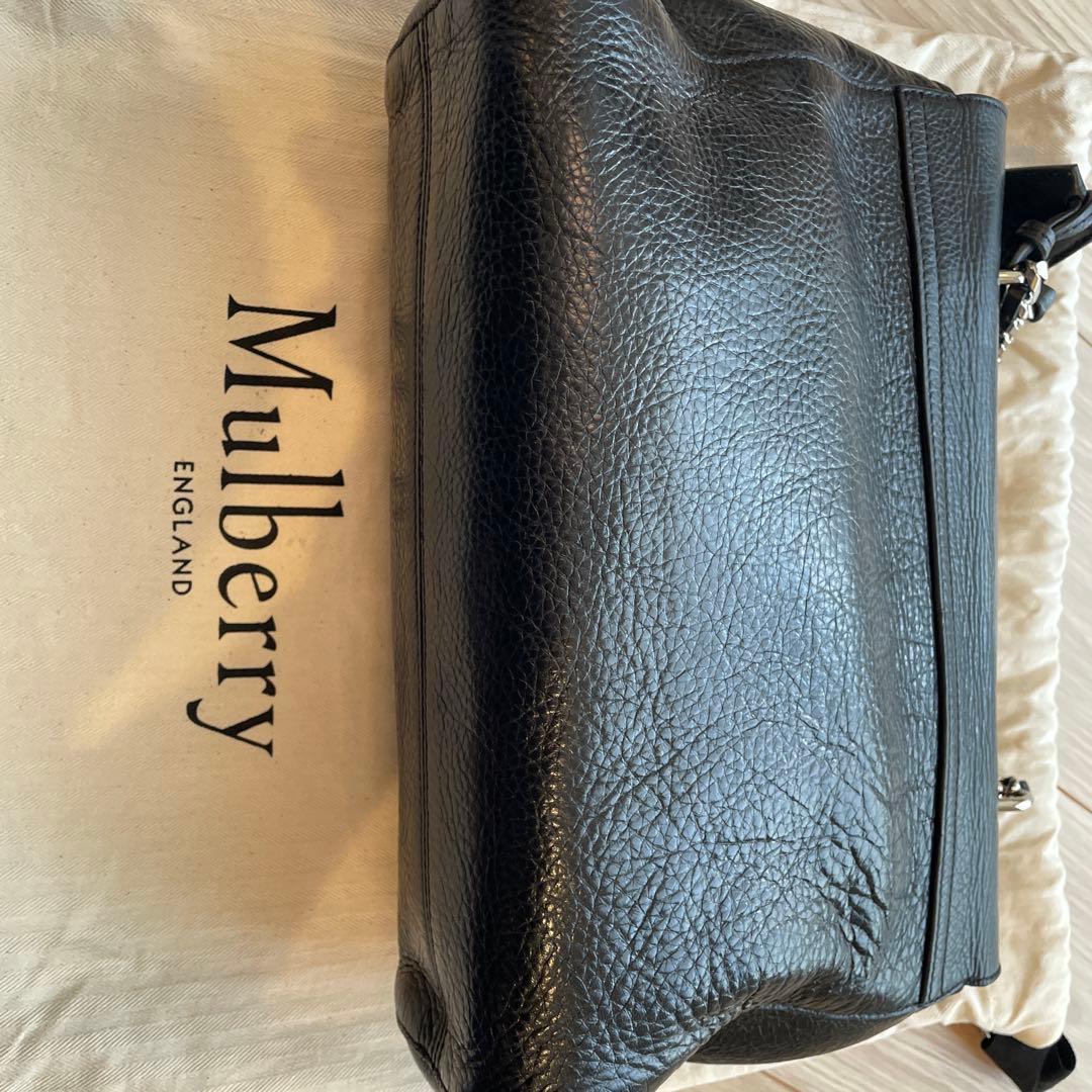 Mulberry ブラックレザー ミディアムトップハンドル　リリー