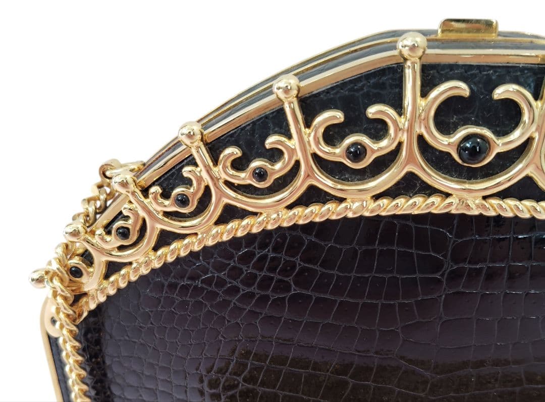 イブニングバッグ 　フォーマルバック　ロイヤルティアラ 黒 カーフスキン