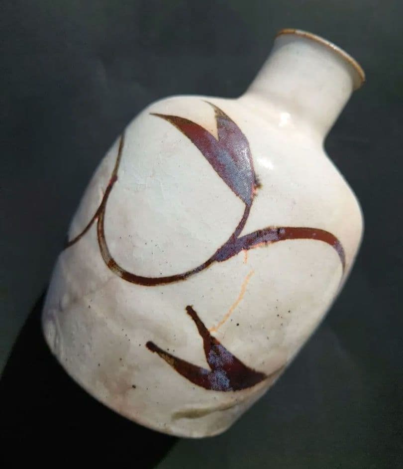 人間国宝　第十二代中里太郎右衛門　無庵　絵唐津鉄絵　砧　酒器　箱無し