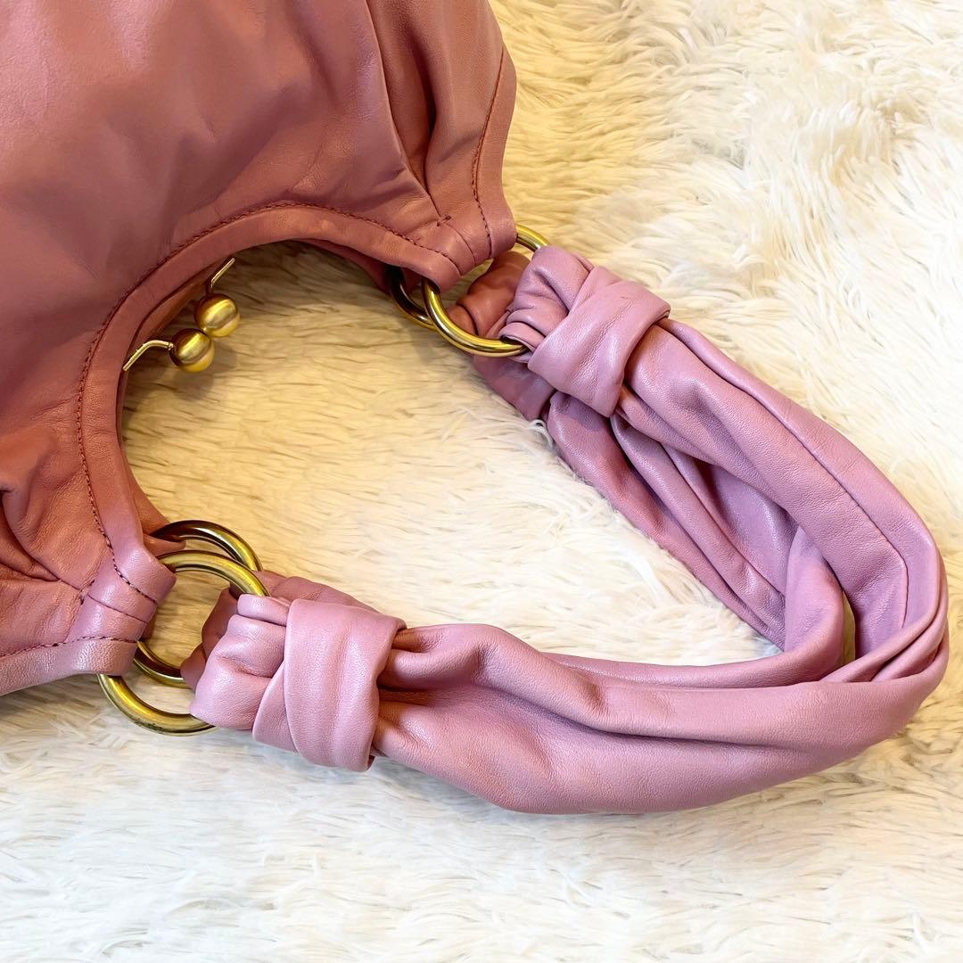 バッグ COACH pink leather handbag kisslock hobo