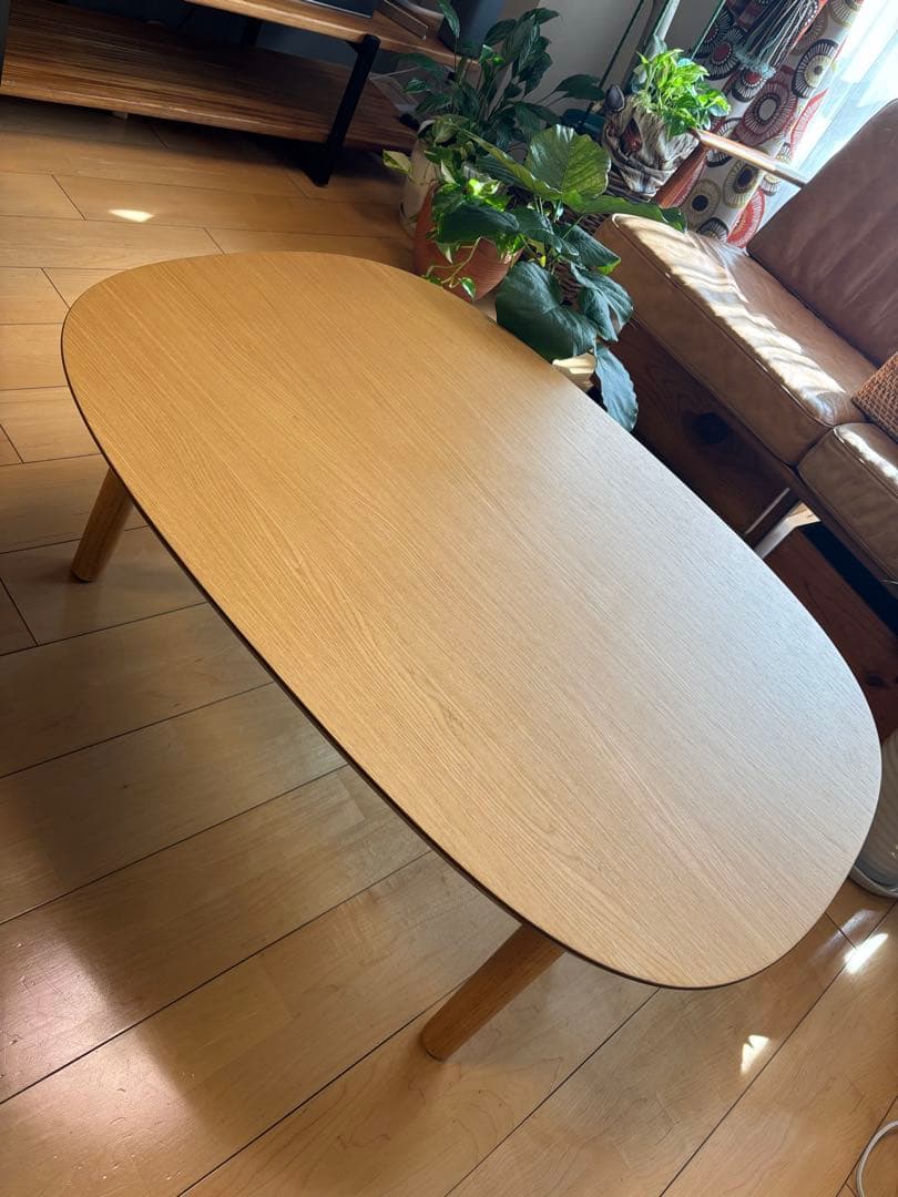 無印　ナチュラルウッド 楕円形テーブル こたつあり