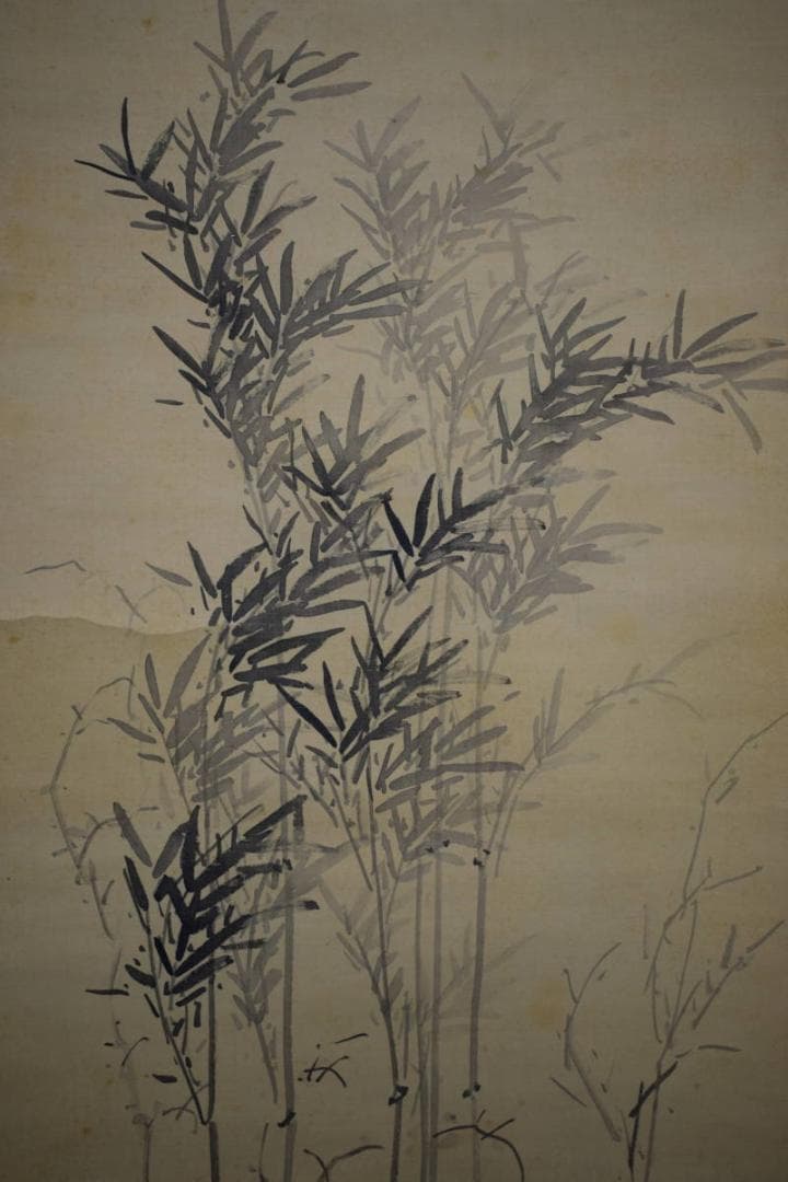 真作/野呂介石/矮梅/竹林図/布袋屋掛軸HI-27