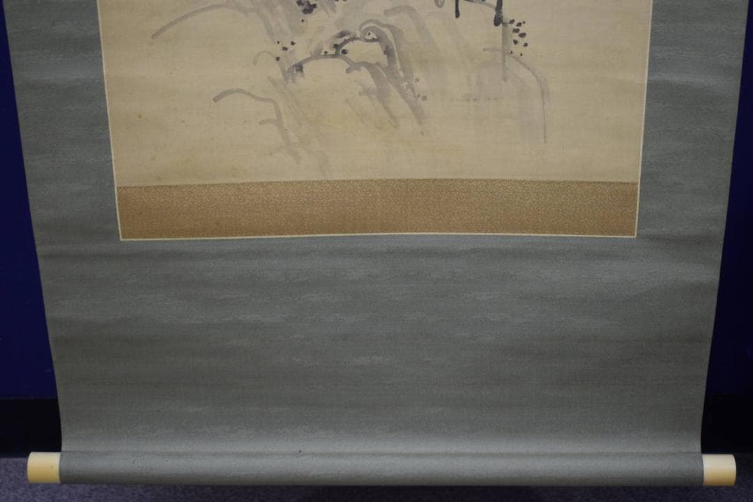 真作/野呂介石/矮梅/竹林図/布袋屋掛軸HI-27