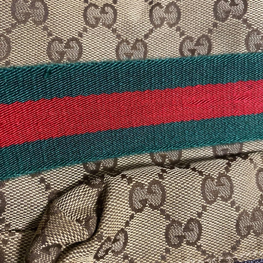 値下げGUCCI GGキャンバス ロゴ　シェリーライン レザー ショルダーバッグ