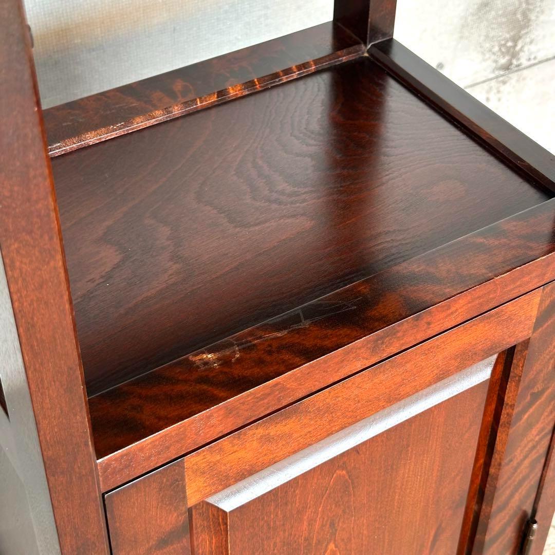 ✿ 昭和レトロ ✿ 北海道民芸家具 カバ無垢材 電話台 サイドチェスト ホクミン