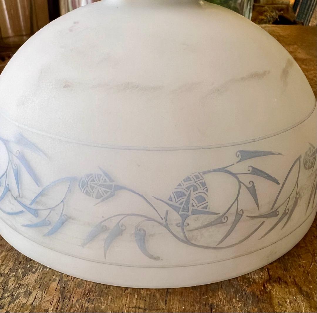 レトロ　大正ロマン　すりガラス花模様電笠　照明　灯り　古民家　アンティーク