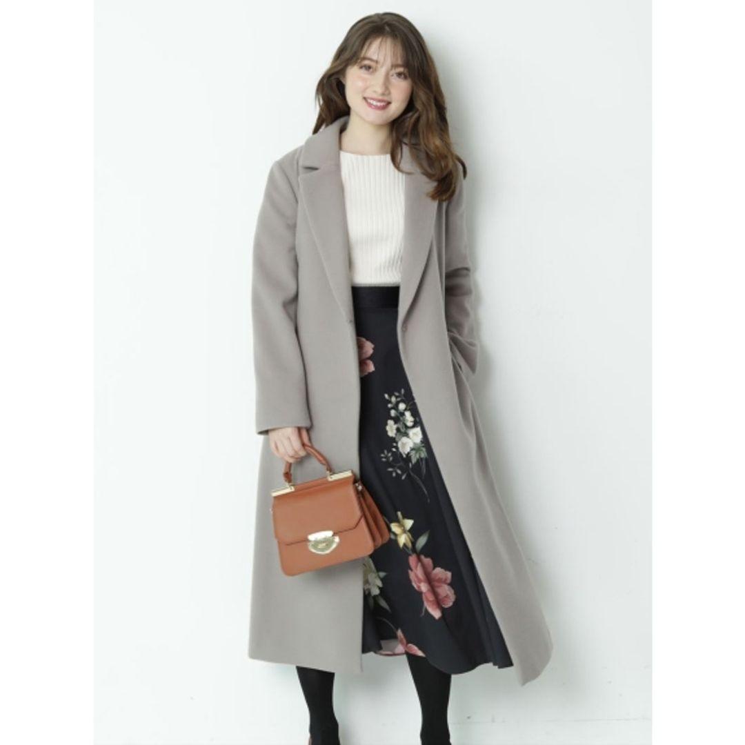 Apuweiser-riche ファー付き ベルテッド ロングコート モカ