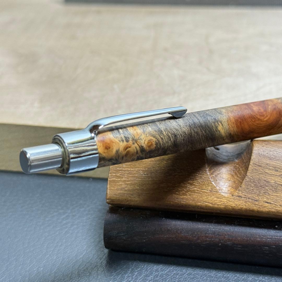 97花梨瘤源平柄　木製シャーペン　最強低重心R ステンレス