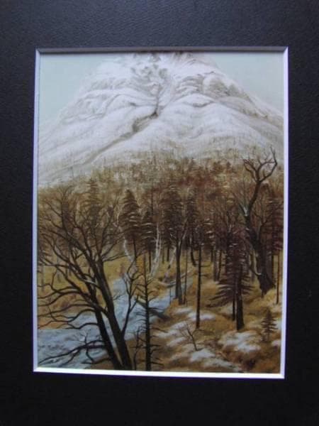 東山　魁夷 、【焼嶽初冬】、希少画集画、新品高級額・額装付、状態良好