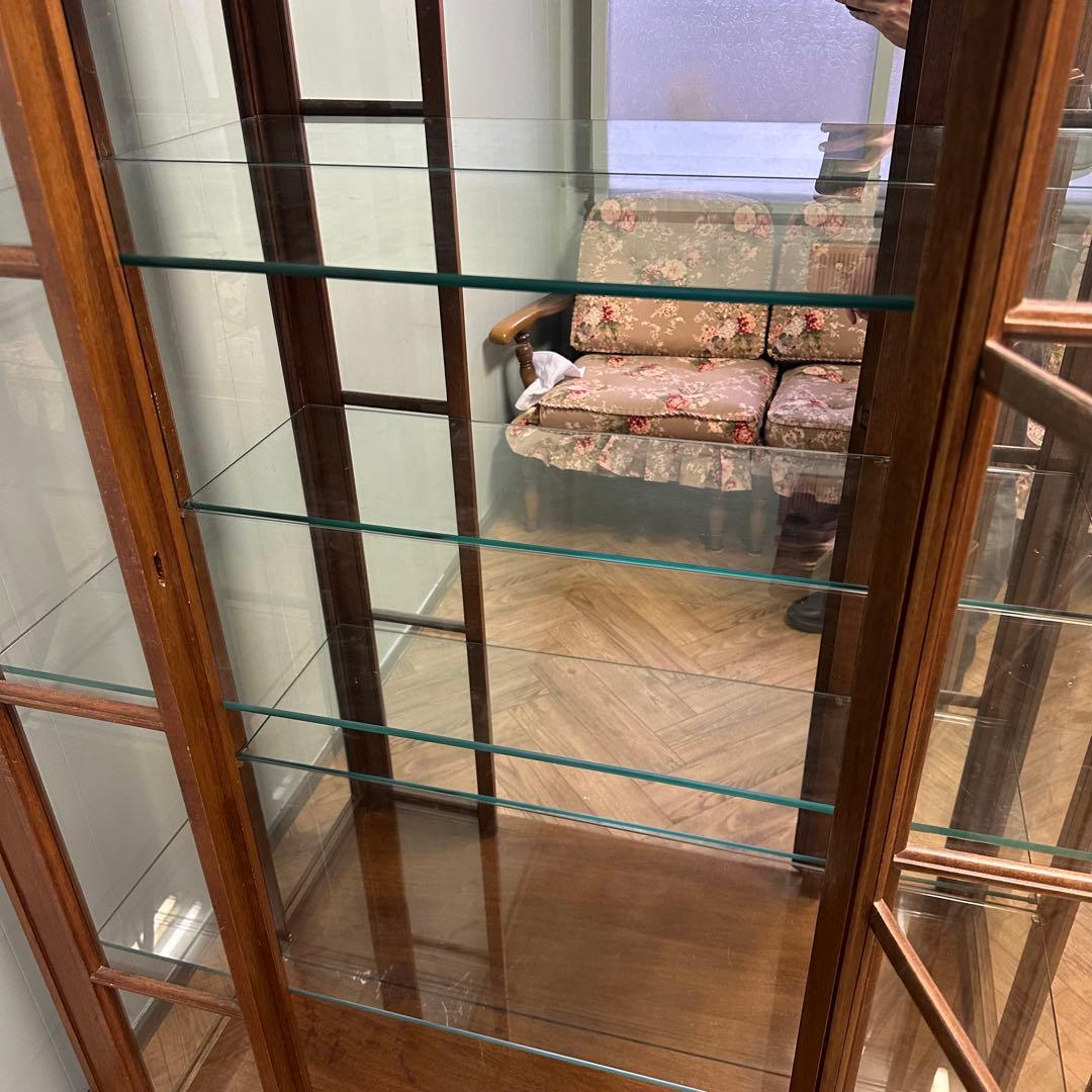 木製アーチ型　アンティーク　ガラスキャビネット